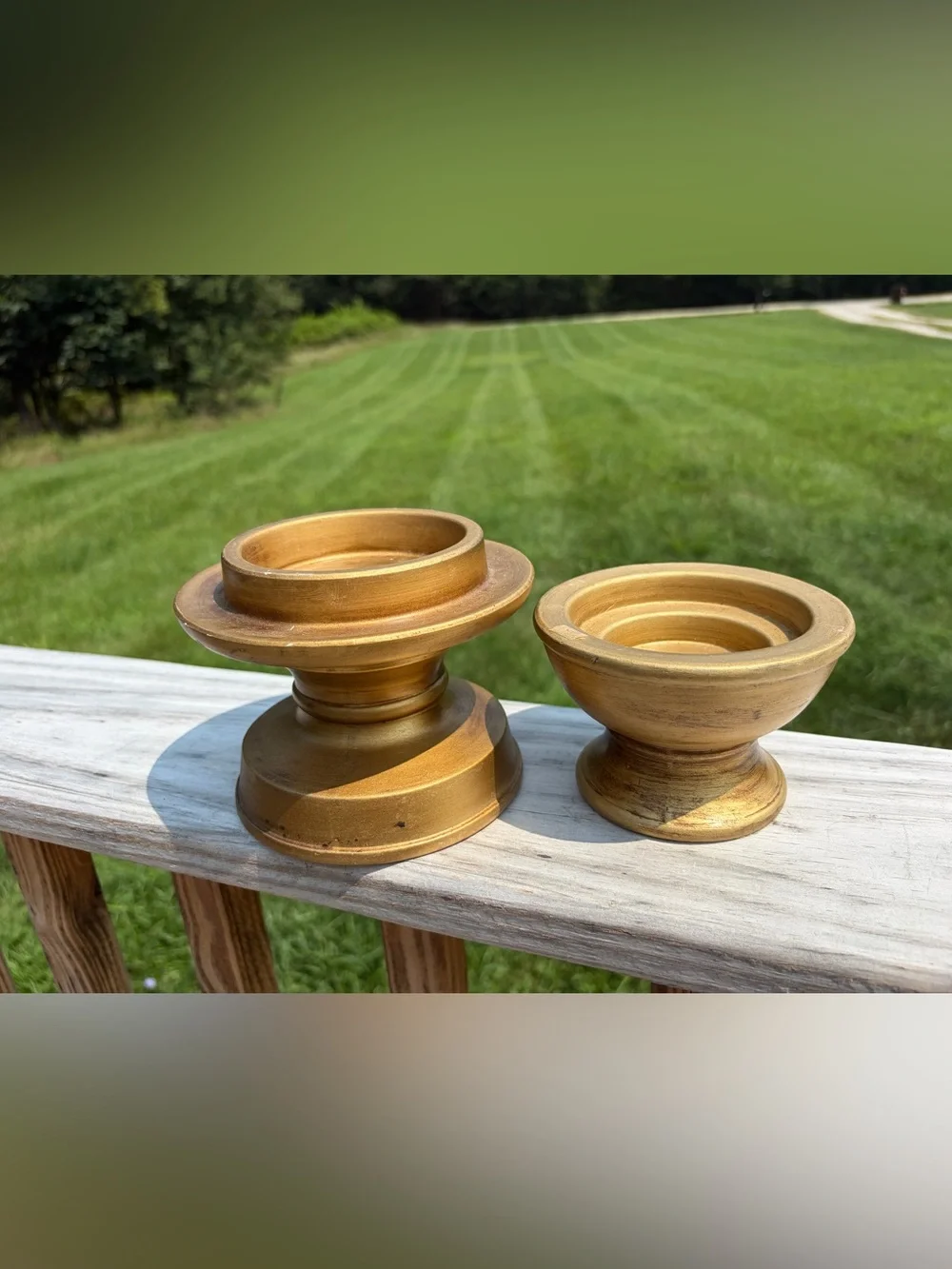 Vintage Candle Holder Fine Quality Japan Unique Ceramic Set Of 2 Green Felt